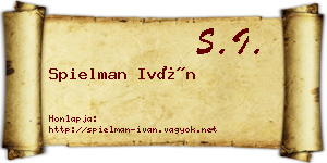 Spielman Iván névjegykártya